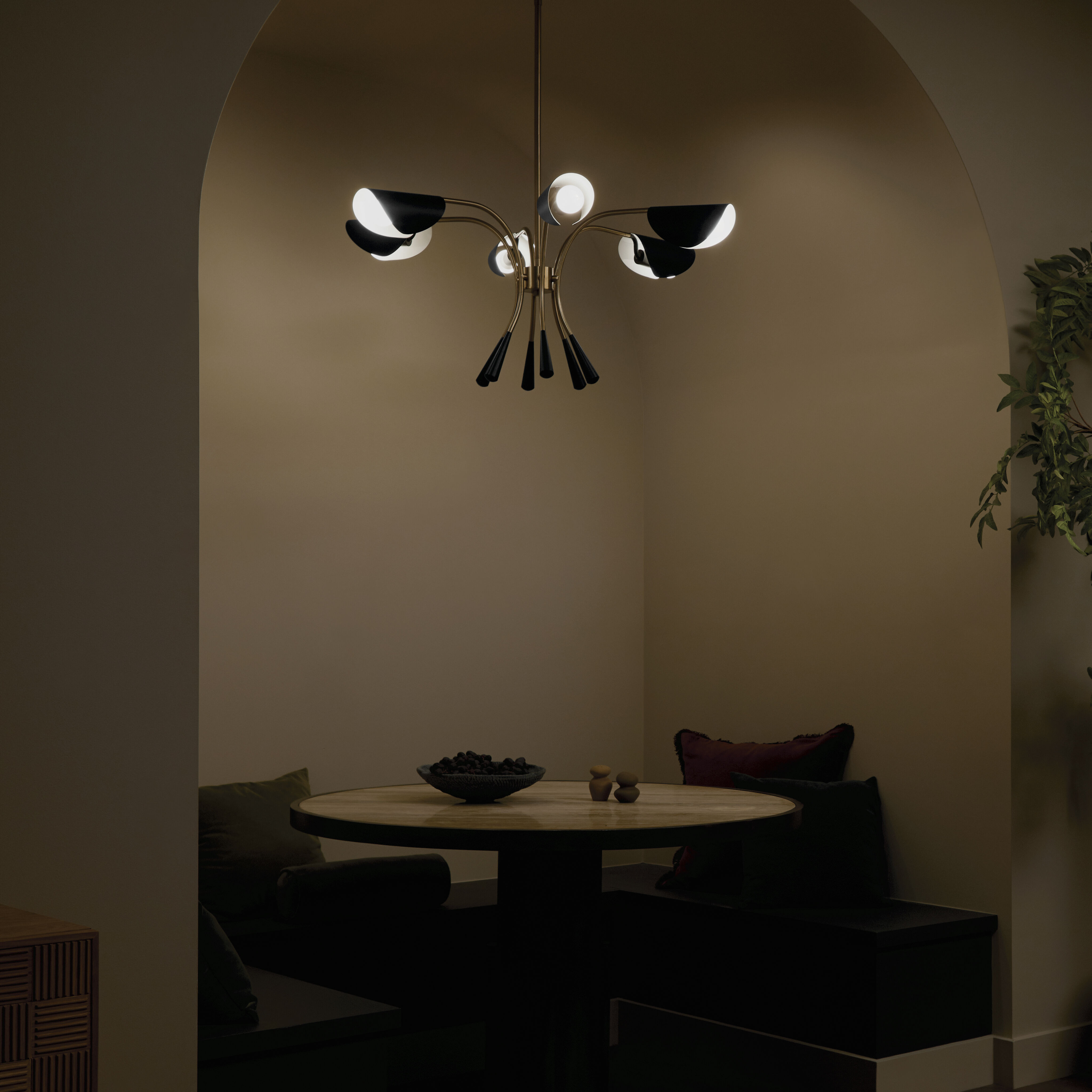 Arcus LED 39.25 inch Champagne Bronze with Black Chandelier Ceiling Light